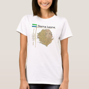 Sierra Leone Kaart + Vlag + Titel T-Shirt