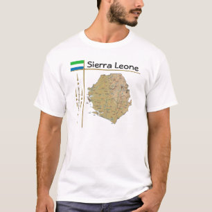 Sierra Leone Kaart + Vlag + Titel T-Shirt