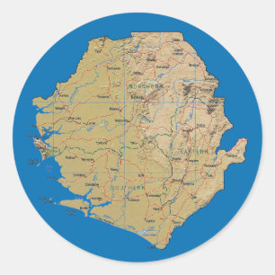 Sierra Leone Kaartsticker Ronde Sticker