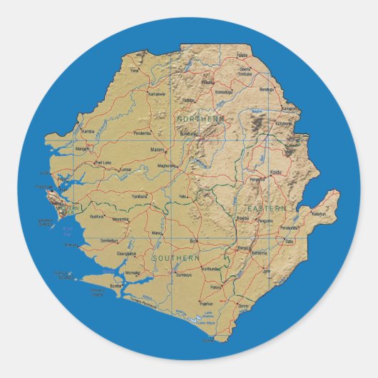 Sierra Leone Kaartsticker Ronde Sticker (Voorkant)