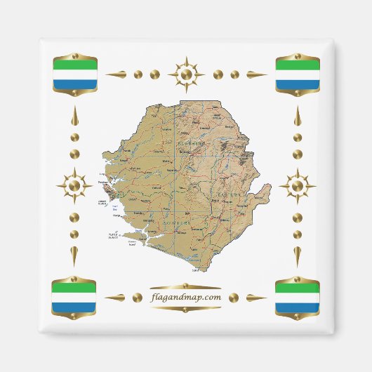 Sierra Leone Map + Flags Magnet (Voorkant)