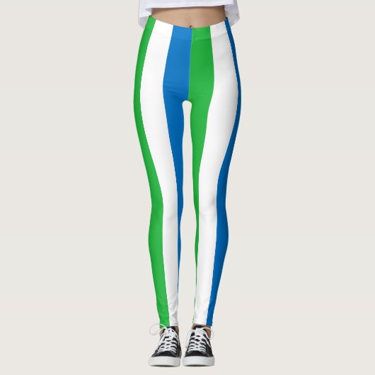 Sierra Leone National Flag Colors Vertical Striped Leggings (Voorkant)