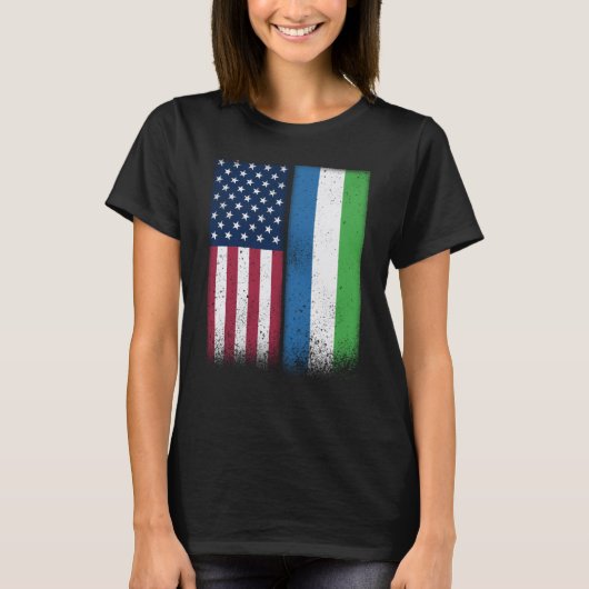 Sierra Leone Sierra Leonean American Flags Proud U T-shirt (Voorkant)