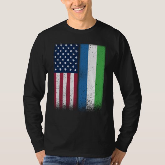 Sierra Leone Sierra Leonean American Flags Proud U T-shirt (Voorkant)