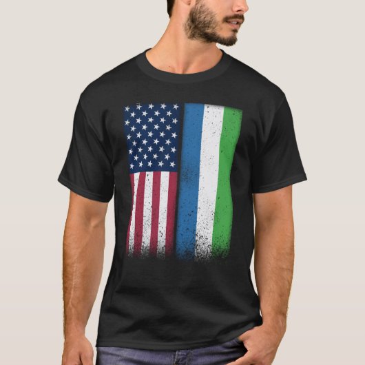 Sierra Leone Sierra Leonean American Flags Proud U T-shirt (Voorkant)