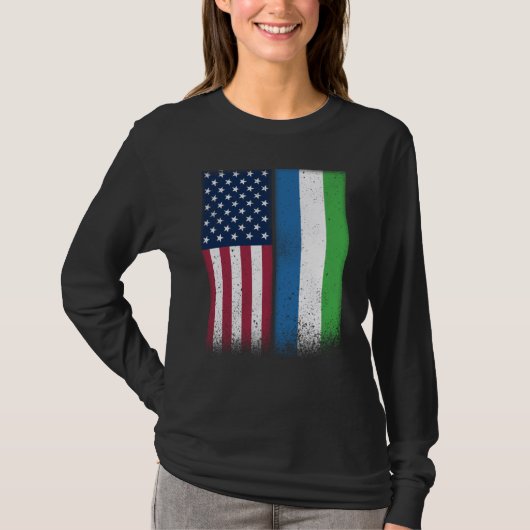 Sierra Leone Sierra Leonean American Flags Proud U T-shirt (Voorkant)