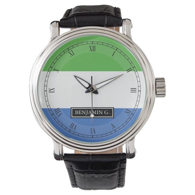 Sierra Leone vlag aangepaste naam Horloge (Voorkant)