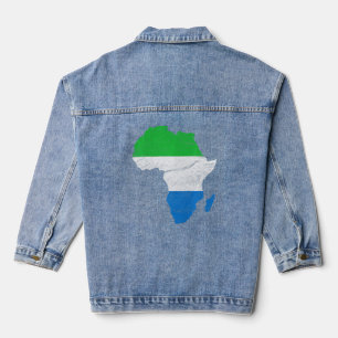 Sierra Leone vlag Africa Continent Silhouette Sier Denim Jacket