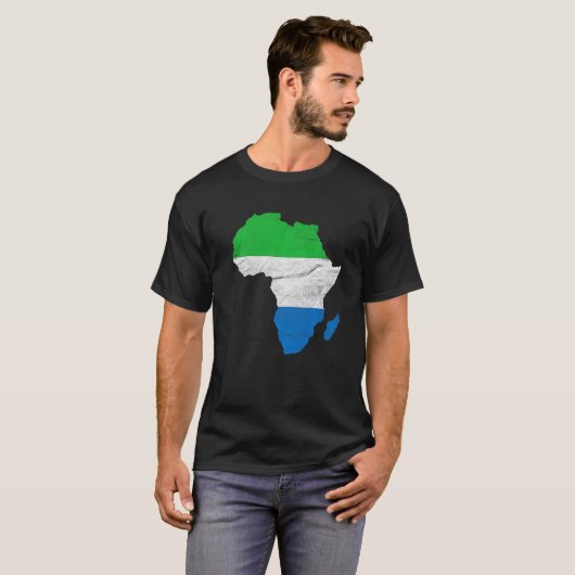 Sierra Leone vlag Africa Continent Silhouette Sier T-shirt (Voorkant volledig)