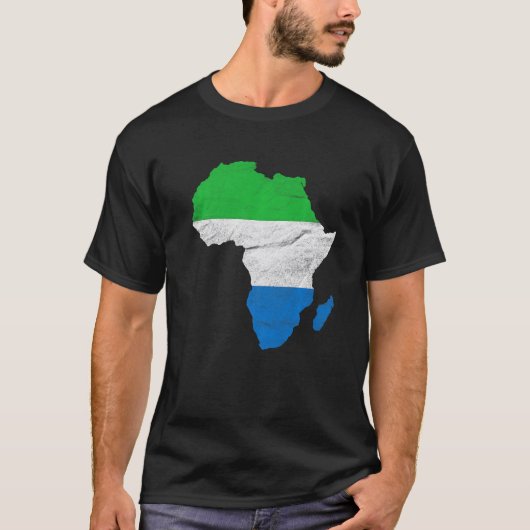 Sierra Leone vlag Africa Continent Silhouette Sier T-shirt (Voorkant)