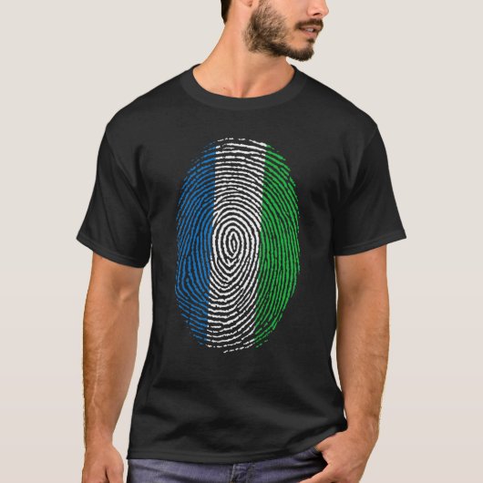 Sierra Leone Vlag D na Vingerprint Mannen Vrouwen  T-shirt (Voorkant)