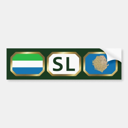 Sierra Leone Vlag Kaart Code Bumpersticker (Voorkant)