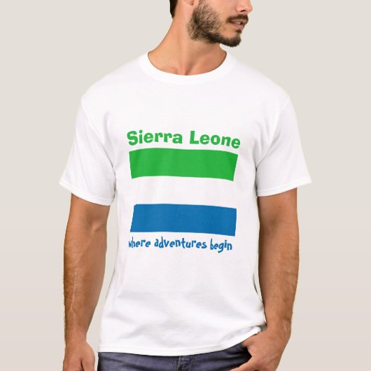 Sierra Leone Vlag + Kaart + Tekst T-shirt (Voorkant)