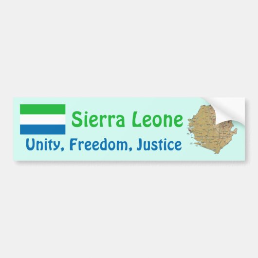 Sierra Leone Vlag + Landkaart Bumpersticker (Voorkant)