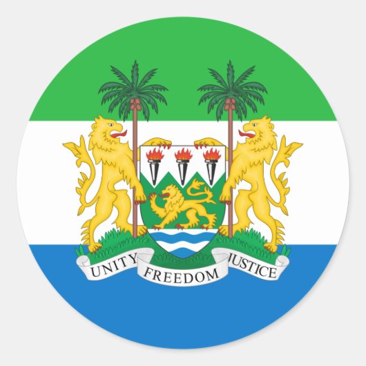 Sierra Leone Vlag & Wapen, Sierra Leone Ronde Sticker (Voorkant)