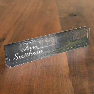 Sierra Mountain Lake Deer Wildlife Desk Name Bord Naambordje