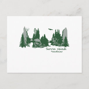 Sierra Nevada bergen en bomen Briefkaart
