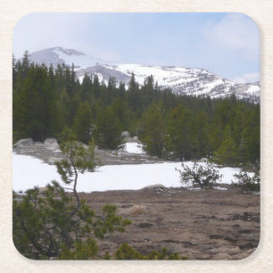 Sierra Nevada bergen en sneeuw op Yosemite Kartonnen Onderzetters
