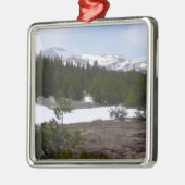 Sierra Nevada bergen en sneeuw op Yosemite Metalen Ornament (Links)