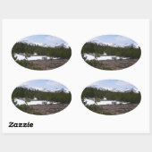 Sierra Nevada bergen en sneeuw op Yosemite Ovale Sticker (Vel)