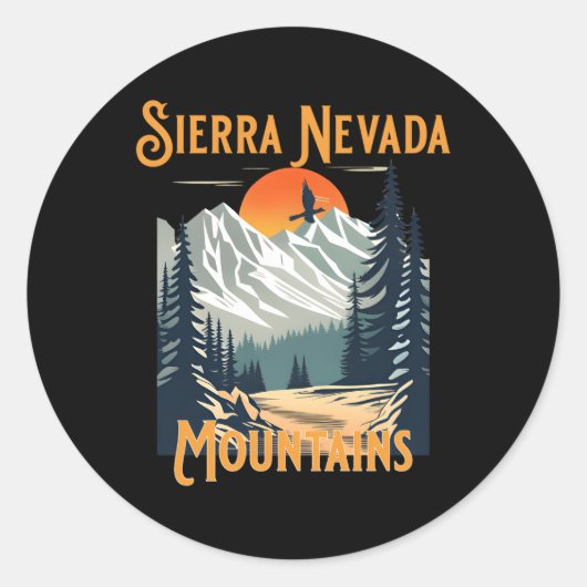 Sierra Nevada bergen wandelen Ronde Sticker (Voorkant)