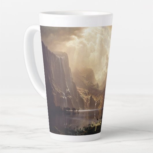 Sierra Nevada CA landschap Art Monogrammen Latte Mok (Linkerhoek)