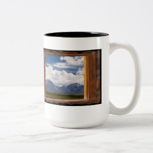 Sierra Nevada door het raam van de cabine op zwart Tweekleurige Koffiemok
