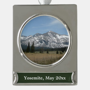 Sierra Nevada Mountains I vanuit Yosemite Verzilverd Banner Ornament