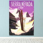 Sierra Nevada vintage ski poster Canvas Afdruk (Insitu (Houten vloer))