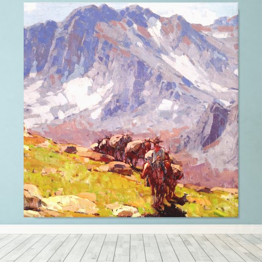 “Sierra Packer” Westerse kunst van Edgar Payne Canvas Afdruk (Insitu (Houten vloer))