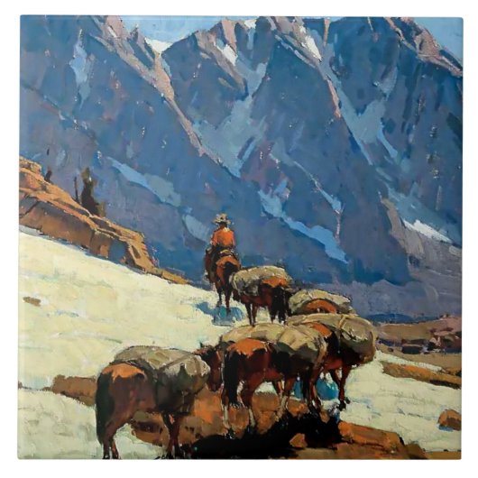 “Sierra Pass” Westerse kunst van Edgar Payne Tegeltje (Voorkant)