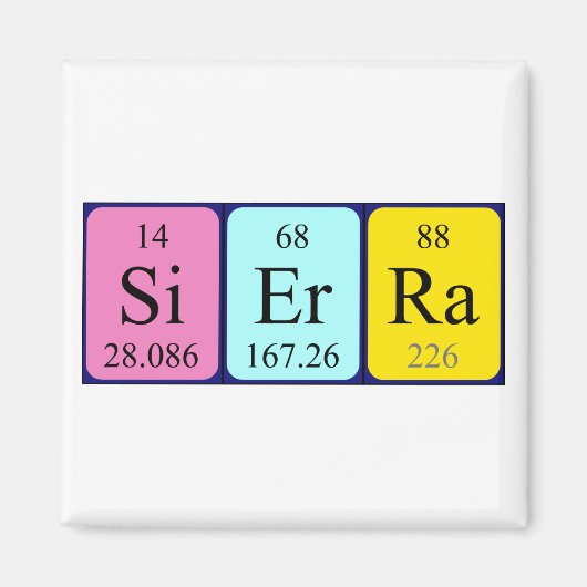 Sierra periodieke table name magnet (Voorkant)