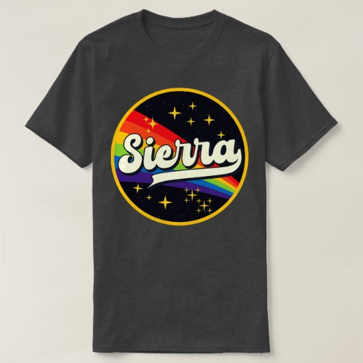 Sierra regenboog in ruimte  stijl t-shirt (Design voorkant)