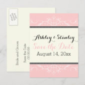 Sierrand roze en ivoor Save the Date Aankondigingskaart (Voorkant / Achterkant)