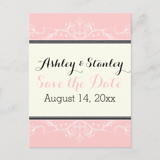 Sierrand roze en ivoor Save the Date Aankondigingskaart (Voorkant)