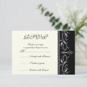 Sierrand zwart wit bruiloft RSVP kaart (Staand voorkant)