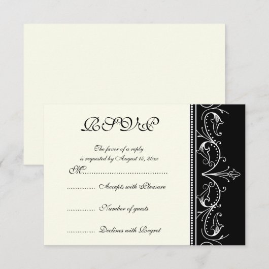 Sierrand zwart wit bruiloft RSVP kaart (Voorkant / Achterkant)
