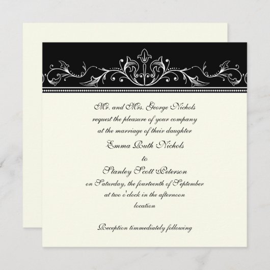 Sierrand zwart wit huwelijksuitnodiging kaart (Voorkant / Achterkant)