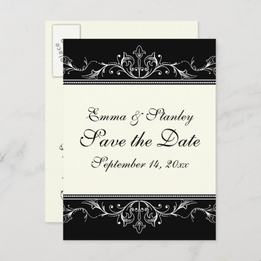 Sierrand zwart wit Save the Date Aankondigingskaart (Voorkant / Achterkant)