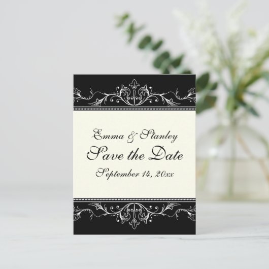 Sierrand zwart wit Save the Date Aankondigingskaart (Staand voorkant)