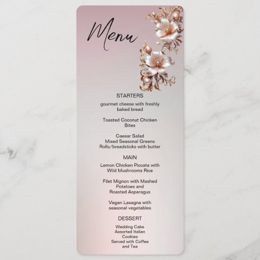 Sierroze bloemmenu menu (Voorkant)