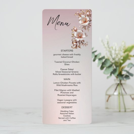 Sierroze bloemmenu menu (Staand voorkant)