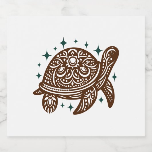 sierschildpad van Zee Sparkling Wijnetiket (Enkel label)