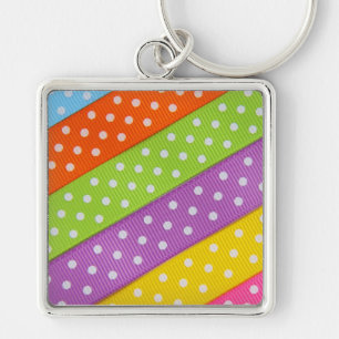 Sierstrik met polka stippen sleutelhanger