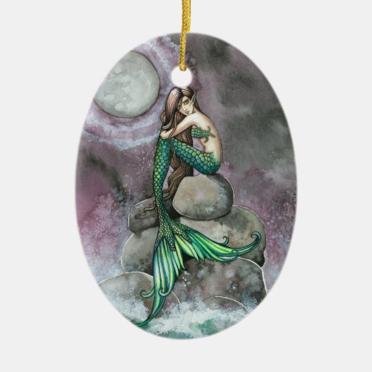 Sierstuk Emerald Mermaid Fantasy Art Keramisch Ornament (Voorkant)