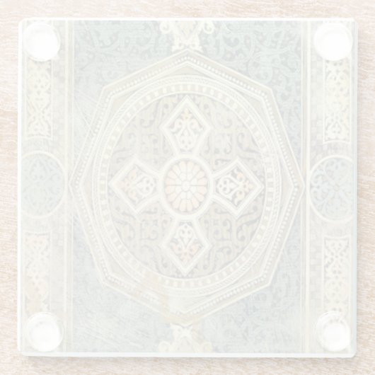 siertapijt met  geometrisch ontwerp glazen onderzetter (Achterkant)