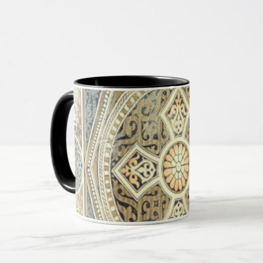 siertapijt met  geometrisch ontwerp mok (Voorkant links)