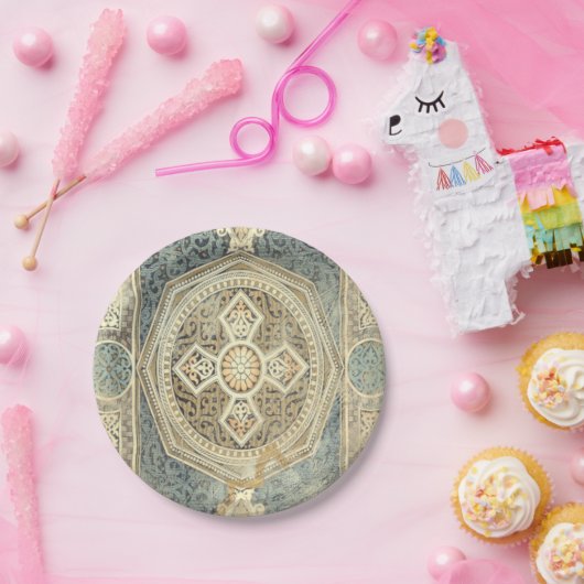 siertapijt met  geometrisch ontwerp papieren bordje (Feest)