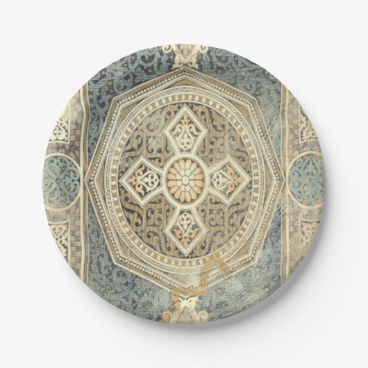 siertapijt met geometrisch ontwerp papieren bordje (Voorkant)