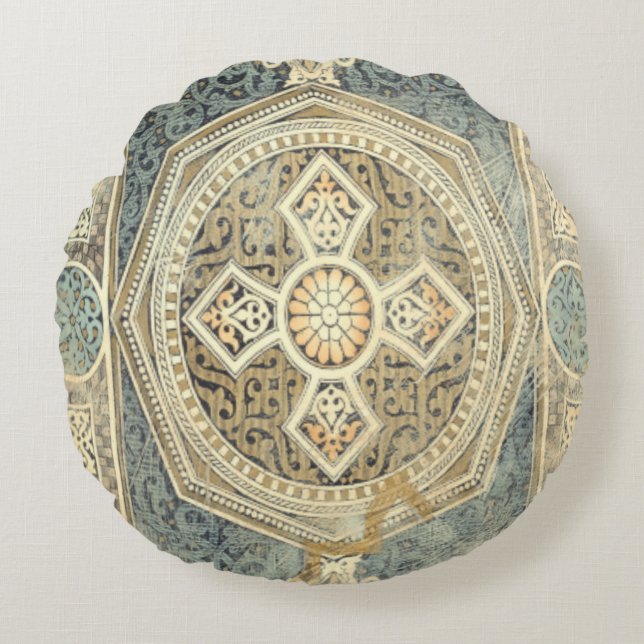 siertapijt met  geometrisch ontwerp rond kussen (Voorkant)